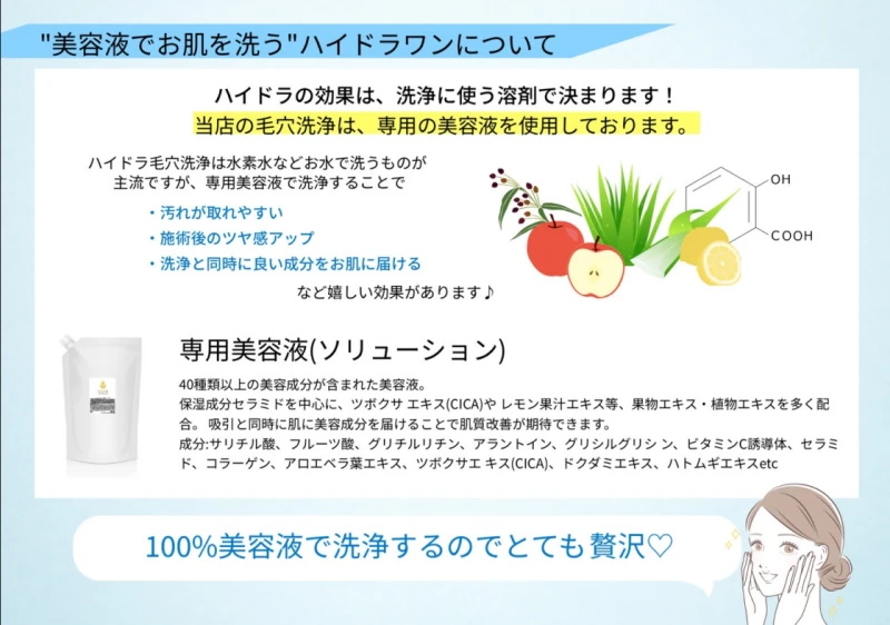 専用美容液使用のハイドラ毛穴洗浄!!